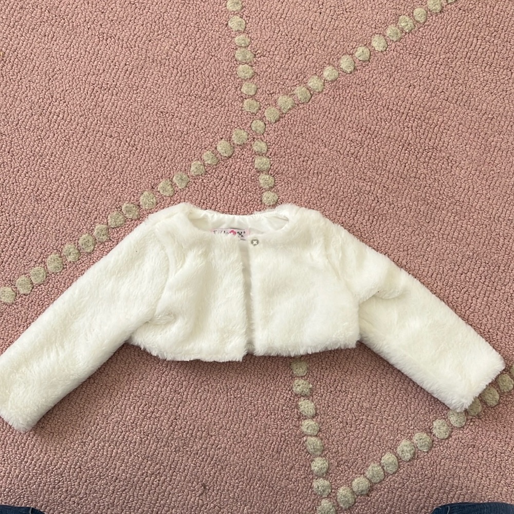 White fur jacket for baby girl